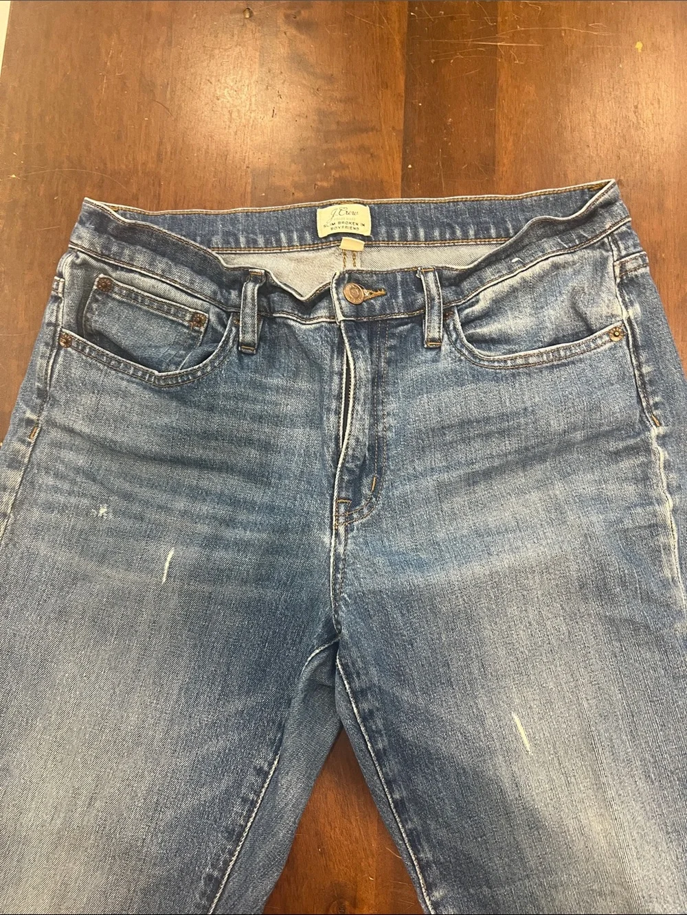 J. Crew Women's Cropped Distressed Blue Jeans